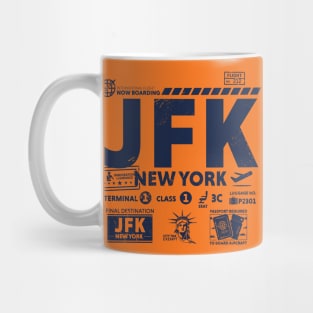 Vintage New York City JFK Airport Code Travel Day Retro Travel Tag Mug